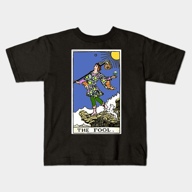 Tarot Card Fool Kids T-Shirt by Scarebaby